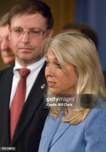 Assistant Attorney General Alice Fisher and U.S. Attorney Chuck Rosenberg, Eastern District of Virginia, participate in the news conference at the...