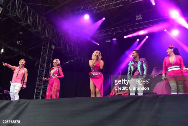 Ian "H" Watkins, Claire Richards, Faye Tozer, Lee Latchford-Evans and Lisa Scott-Lee of Steps headline on stage during Day 1 of Kew The Music at Kew...
