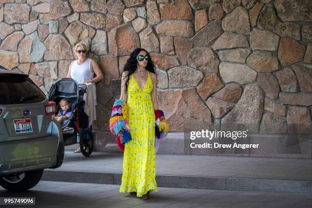 Stacey Bendet Eisner, chief executive officer and creative director Alice + Olivia clothing company, arrives at the Sun Valley Resort for the annual...