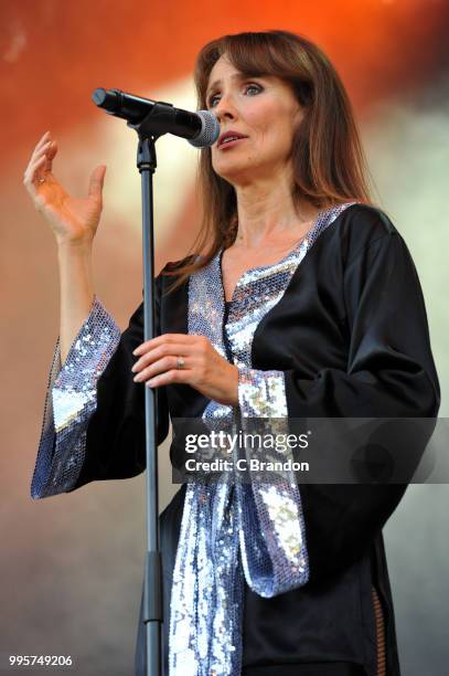 Tribute band Bjorn Again perform on stage during Day 1 of Kew The Music at Kew Gardens on July 10, 2018 in London, England.