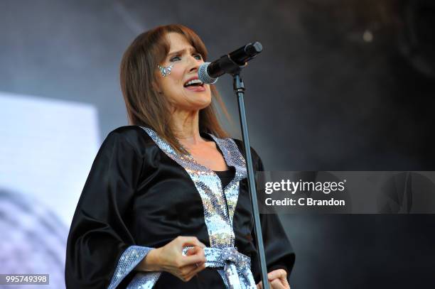 Tribute band Bjorn Again perform on stage during Day 1 of Kew The Music at Kew Gardens on July 10, 2018 in London, England.