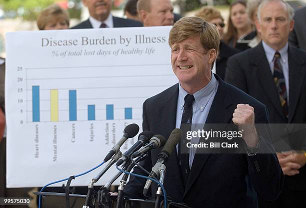 Rep. Patrick Kennedy, D-R.I., speaks about the Paul Wellstone Mental Health Equitable Treatment Act during a press conference on Capitol Hill on...