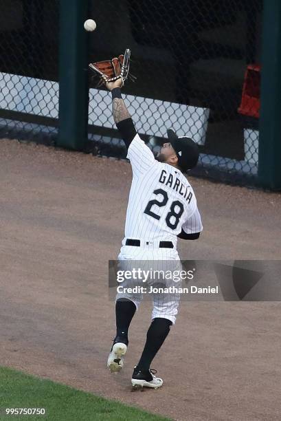 Leury Garcia of the Chicago White Sox makes a catch of a fly ball hit by Yadier Molina of the St. Louis Cardinals in the 3rd inning at Guaranteed...