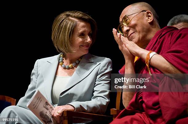 From left, Speaker of the House Nancy Pelosi, D-Calif., and His Holiness The Dalai Lama, talk during the Tom Lantos Human Rights Prize award ceremony...
