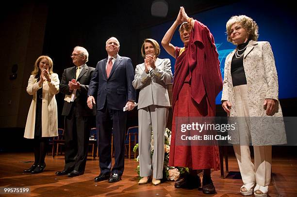 From left, Katrina Lantos Swett, Rep. Howard Berman, D-Calif., Sen. John McCain, R-Ariz., Speaker of the House Nancy Pelosi, D-Calif., His Holiness...