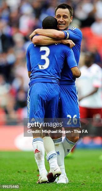 Ashley Cole and John Terry of Chelsea celebrate their team's victory in the FA Cup sponsored by E.ON Final match between Chelsea and Portsmouth at...