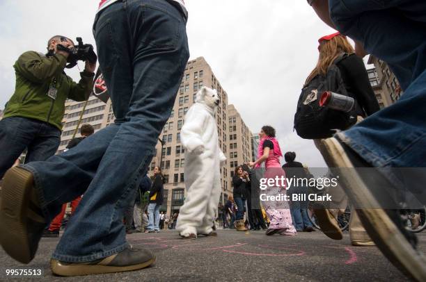 Iraq War protesters take over the intersection of 14th and K Streets NW on Wednesday morning, March 2008, the fifth anniversary of the start of the...