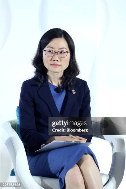 Png Chin Yee, head of financial services and senior managing director of China at Temasek Holdings Pte., speaks during a news conference following...