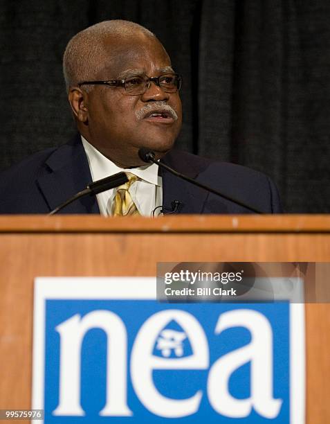 Reg Weaver, president of the National Education Association, speaks during NEA briefing on redefining the Federal role in K-12 education during the...