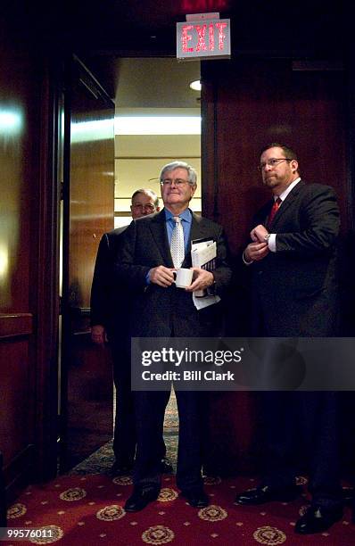 Bruce Vladeck, interim president of the University of Medicine and Dentistry of New Jersey, from left, and former Speaker of the House Newt Gingrish...