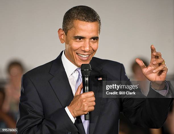 President Barack Obama speaks during his Healthcare Town Hall and Online Town Hall Meeting at the Annandale Campus of the Northern Virginia Community...
