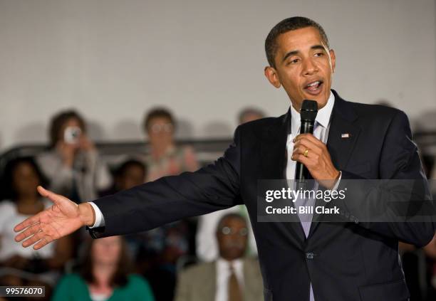 President Barack Obama speaks during his Healthcare Town Hall and Online Town Hall Meeting at the Annandale Campus of the Northern Virginia Community...