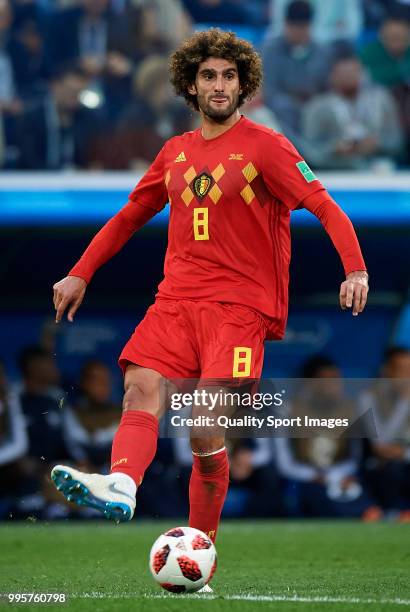 Marouane Fellaini of Belgium controls the ball during the 2018 FIFA World Cup Russia Semi Final match between Belgium and France at Saint Petersburg...