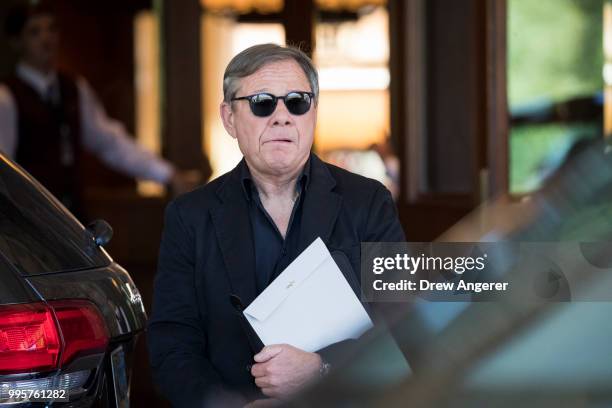 Michael Ovitz, co-founder of the Creative Artists Agency, arrives at the Sun Valley Resort for the annual Allen & Company Sun Valley Conference, July...