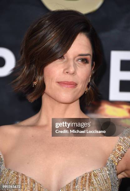 Neve Campbell attends the "Skyscraper" New York Premiere at AMC Loews Lincoln Square on July 10, 2018 in New York City.