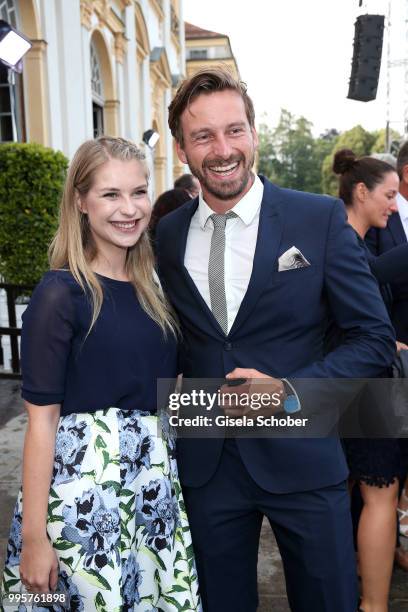 Ben Blaskovic and Sarah Thonig during the Summer Reception of the Bavarian State Parliament at Schleissheim Palace on July 10, 2018 in Munich,...