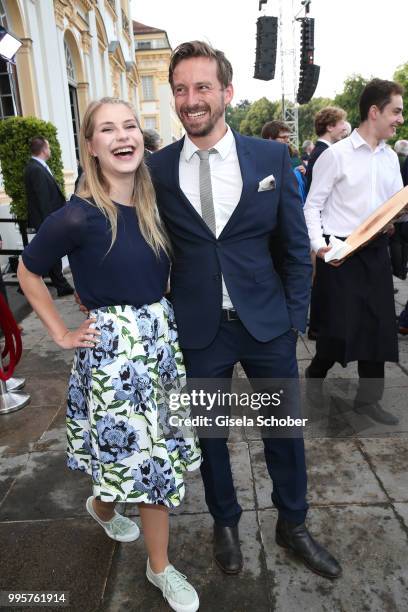 Ben Blaskovic and Sarah Thonig during the Summer Reception of the Bavarian State Parliament at Schleissheim Palace on July 10, 2018 in Munich,...