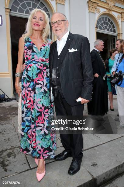 Joseph Vilsmaier and his girlfriend Birgit Muth during the Summer Reception of the Bavarian State Parliament at Schleissheim Palace on July 10, 2018...