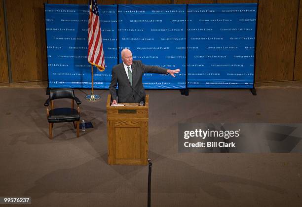 Sen. Patrick Leahy, D-Vt., incoming chairman of the Senate Judiciary Committee, speaks at the Georgetown Law Center on Wednesday, Dec. 13 about the...