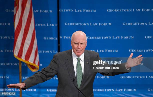 Sen. Patrick Leahy, D-Vt., incoming chairman of the Senate Judiciary Committee, speaks at the Georgetown Law Center on Wednesday, Dec. 13 about the...