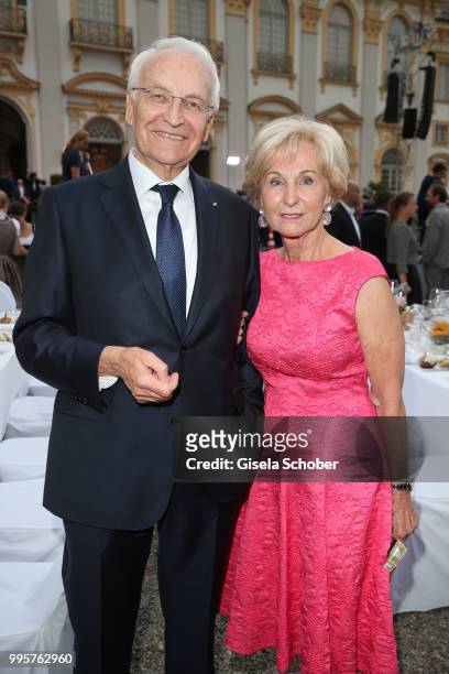 Former Prime minister of Bavaria Edmund Stoiber and his wife Karin Stoiber during the Summer Reception of the Bavarian State Parliament at...