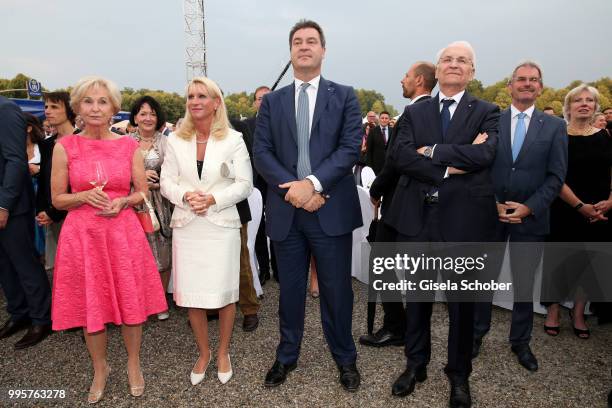 Karin Stoiber, Karin Soeder, Prime minister of Bavaria Markus Soeder, Edmund Stoiber during the Summer Reception of the Bavarian State Parliament at...