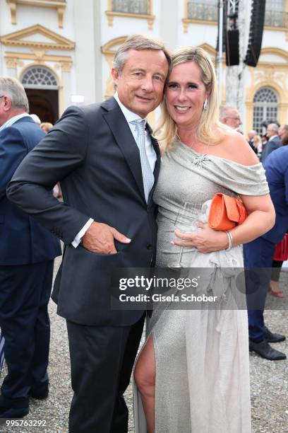 Yorck Otto and his wife Alexandra Otto during the Summer Reception of the Bavarian State Parliament at Schleissheim Palace on July 10, 2018 in...