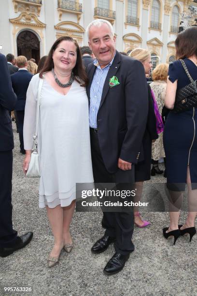 Minister Ludwig Spaenle and his wife Miriam Spaenle during the Summer Reception of the Bavarian State Parliament at Schleissheim Palace on July 10,...