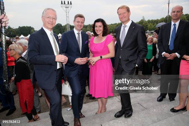 Werner Schnappauf, Dorothee Baer and her husband Oliver Baer, Ulrich Wilhelm, BR, during the Summer Reception of the Bavarian State Parliament at...