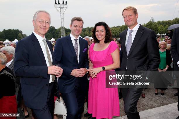 Werner Schnappauf, Dorothee Baer and her husband Oliver Baer, Ulrich Wilhelm, BR, during the Summer Reception of the Bavarian State Parliament at...