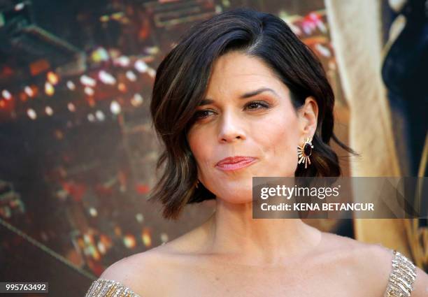 Actress Neve Campbell attends the premiere of "Skyscraper" on July 10, 2018 in New York City.