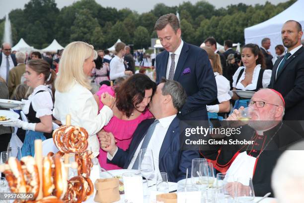 Karin Soeder, Dorothee Baer, Prime minister of Bavaria Markus Soeder, Oliver Baer during the Summer Reception of the Bavarian State Parliament at...