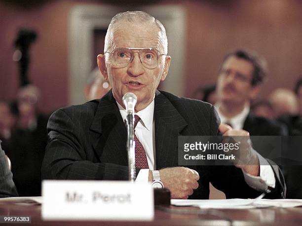 Ross Perot, CEO and Chairman of Perot Systems Corporation, testifies about Gulf War Illnesses during the Senate Subcommittee on Labor, Health and...
