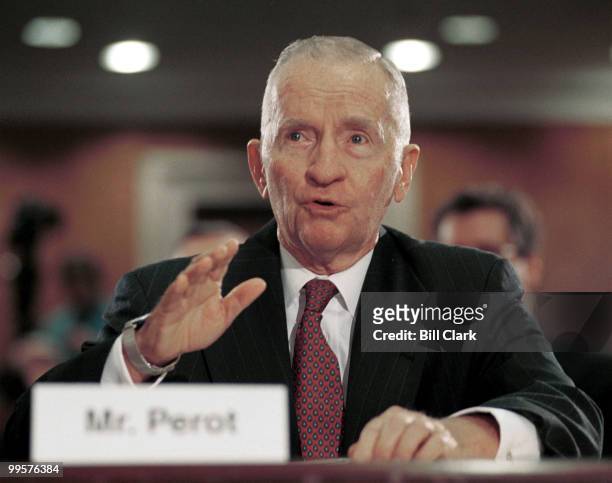 Ross Perot, CEO and Chairman of Perot Systems Corporation, testifies about Gulf War Illnesses during the Senate Subcommittee on Labor, Health and...
