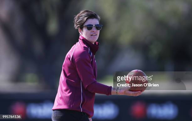 Queensland coach Sam Virgo during the AFLW U18 Championships match between Queensland and Vic Metro at Broadbeach Sports Club on July 11, 2018 in...