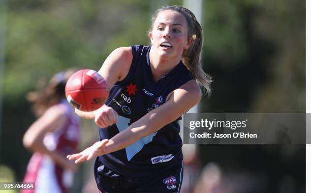 Vic Metro's Gabbi Newton during the AFLW U18 Championships match between Queensland and Vic Metro at Broadbeach Sports Club on July 11, 2018 in Gold...