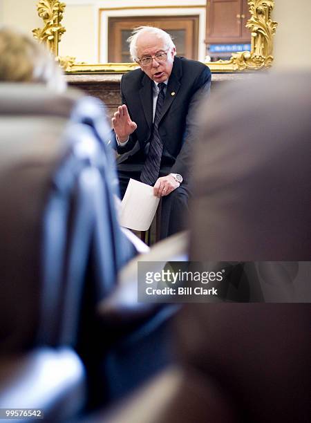 Sen. Bernie Sanders, I-Vt., speaks with reporters in the Senate Press Gallery about his opposition to Fed Chairman Ben Bernanke on Wednesday, jan....
