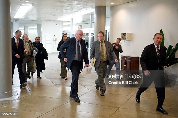Sen. Bernie Sanders, I-Vt., gets off the Senate subway as he heads to his news conference on the renomination of Ben Bernanke to be Federal Reserve...