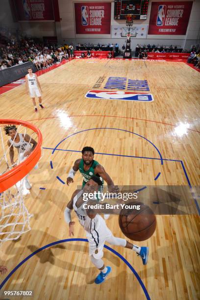 Monte Morris of the Denver Nuggets shoots the ball against the the Boston Celtics during the 2018 Las Vegas Summer League on July 7, 2018 at the Cox...