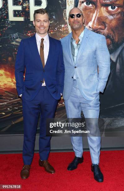 Director Rawson Marshall Thurber and actor/producer Dwayne Johnson attend the "Skyscraper" New York premiere at AMC Loews Lincoln Square on July 10,...