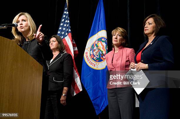 From left, Rep. Marsha Blackburn, R-Tenn., former Gov. Jane Swift, R-Mass., Carly Fiorina, chairman of RNC Victory 2008, and former U.S. Treasurer...