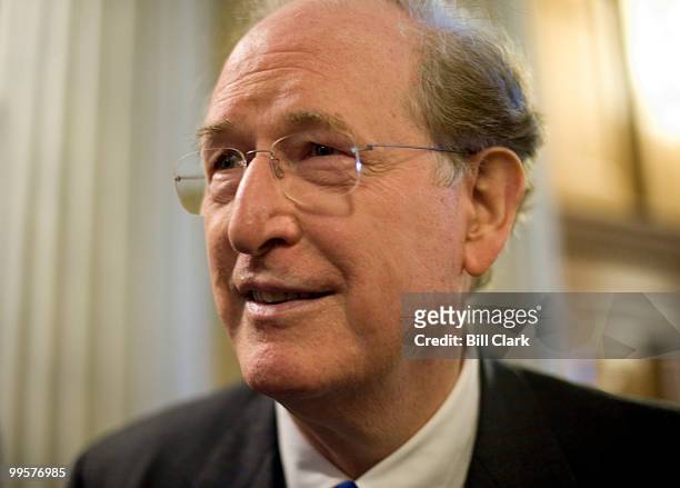 Sen. Jay Rockefeller, D-W.Va., speaks to a reporter as he arrives for a vote on the Senate Floor in the U.S. Capitol on Wednesday, Oct. 14, 2009.