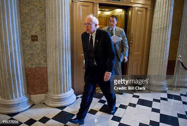 Sen. Bernie Sanders, I-Vt., arrives in the Capitol on Thursday, Dec. 17, 2009.