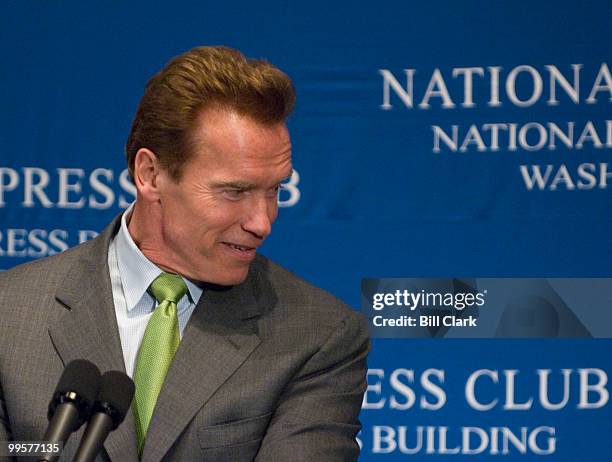 Gov. Arnold Schwarzenegger, R-Calif., in town for the National Governors' Association winter meeting, speaks at the National Press Club in Washington...