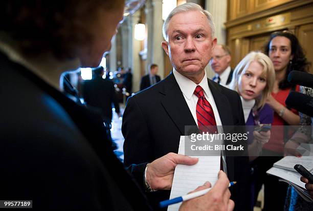 Sen. Jeff Sessions, R-Ala., speaks to reporters before attending the Senate Republican Policy lunch on Tuesday, May 5, 2009.
