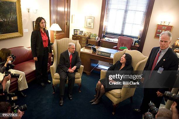 Sen. Jeff Sessions, R-Ala., meets with Supreme Court nominee Judge Sonia Sotomayor in his office in the Rusell Senate Office Building on Tuesday,...