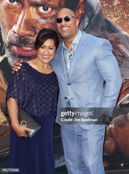 Ata Johnson and actor/producer Dwayne Johnson attend the "Skyscraper" New York premiere at AMC Loews Lincoln Square on July 10, 2018 in New York City.