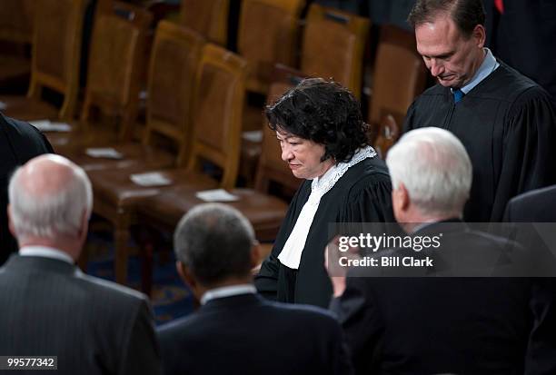 Supreme Court Justices Sonia Sotomayor and Samuel Alito arrive for President Barack Obama's irst State of the Union Address before a joint session of...