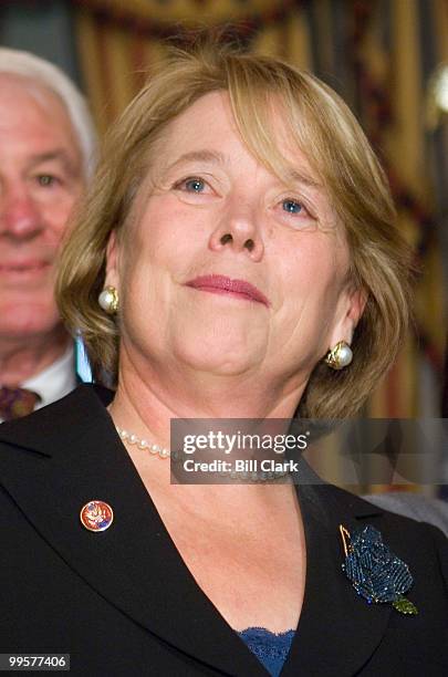 Rep. Niki Tsongas, D-Mass., poses during her mock swearing-in ceremony with Speaker of the House Hancy Pelosi, D-Calif., following the actual...