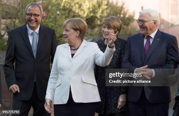 The president of the Federal Constitutional Court of Germany Andreas Vosskuhle , German Chancellor Angela Merkel , wife of the German president Elke...